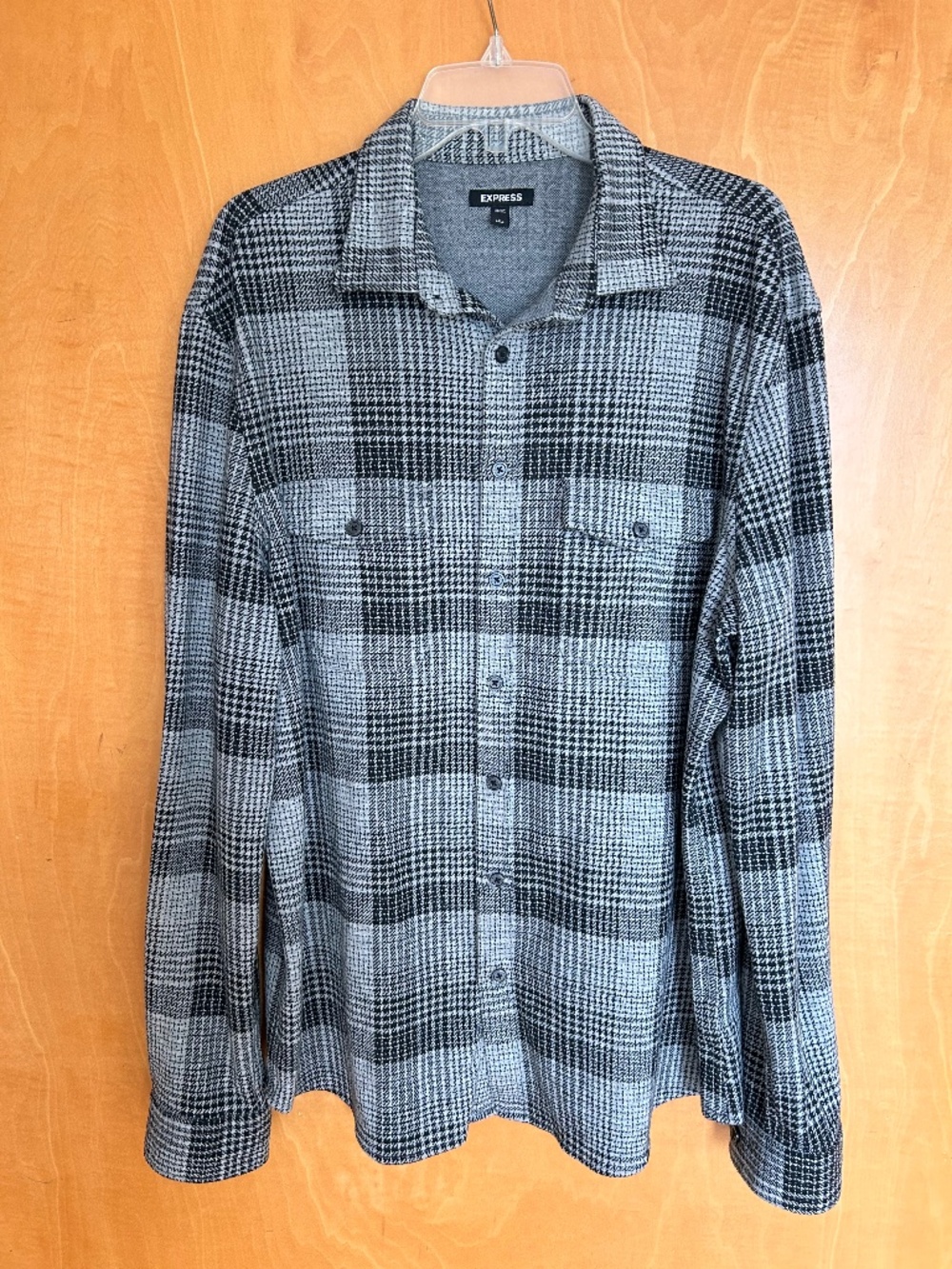 Express Flannel shirt - gray plaid - Large Tall